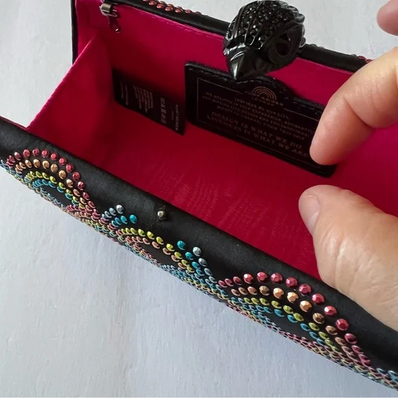 KURT GEIGER LONDON BLACK RAINBOW EAGLE CLUTCH BLACK NWOT